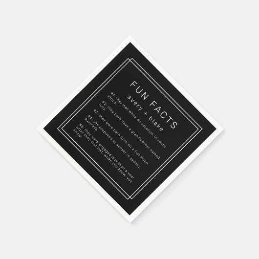 AVERY Modern Zwart Leuk Feit bruiloft Servet (Hoek)