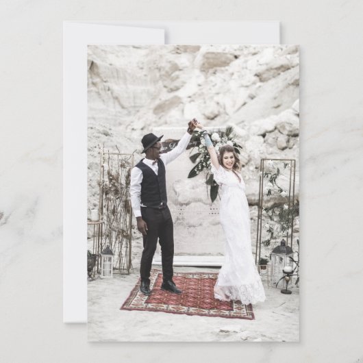 AVERY Modern Zwart Monochroom Fotobruiloft Kaart (Achterkant)