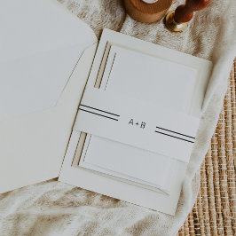 AVERY Modern zwart-wit monogram bruiloft Uitnodigingen Wikkel