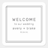 AVERY moderne minimalistische bruiloft welkomsttas Vierkante Sticker (Voorkant)