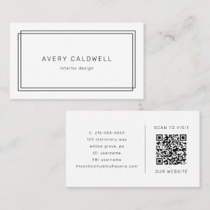 AVERY Moderne Minimalistische Dubbele Frame QR-cod Visitekaartje