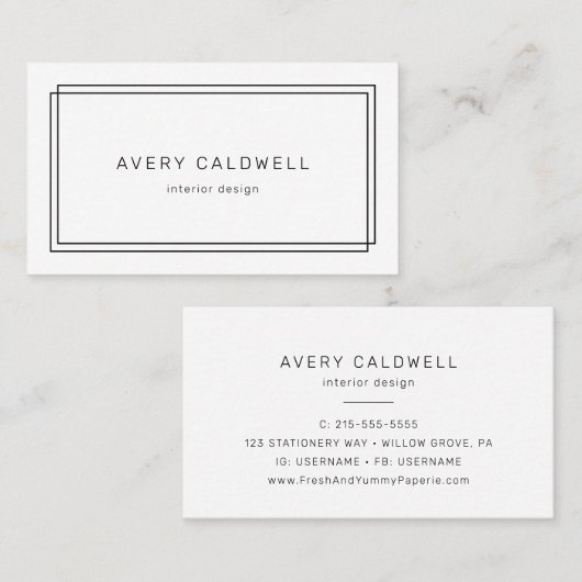 AVERY Moderne Minimalistische Dubbele Frame Visitekaartje (Voorkant / Achterkant)