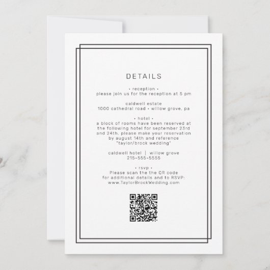 AVERY Moderne Minimalistische Monochrome QR Code T Kaart (Achterkant)