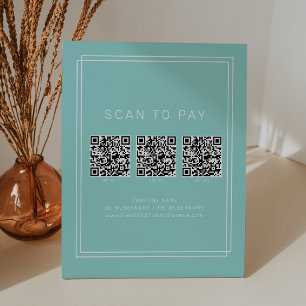 AVERY Moderne Mint Zakelijke QR-code Scan om te Be Reclamebord Met Voetstuk