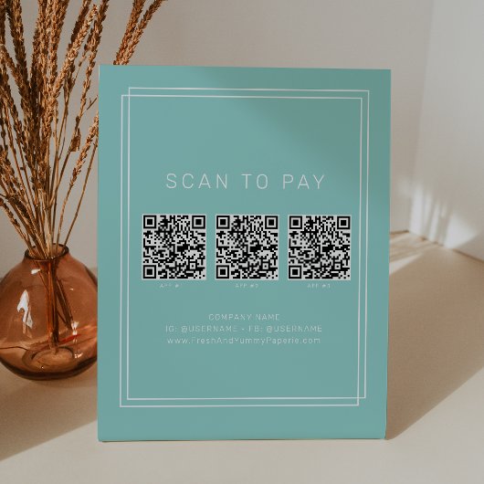 AVERY Moderne Mint Zakelijke QR-code Scan om te Be Reclamebord Met Voetstuk
