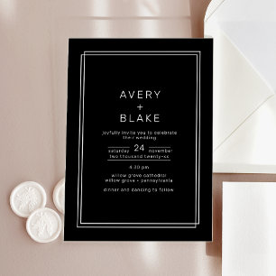 AVERY moderne zwarte acryl bruiloft uitnodiging
