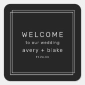 AVERY moderne zwarte bruiloft welkomsttas Vierkante Sticker (Voorkant)