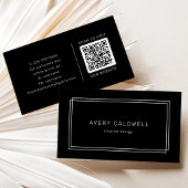 AVERY Moderne Zwarte Dubbele Frame QR Code Visitekaartje
