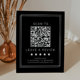 AVERY Moderne Zwarte QR-code Laat een beoordeling  Reclamebord Met Voetstuk