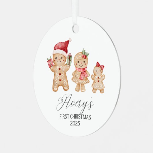 Avery Personalized Baby's First Christmas Metalen Ornament (Voorkant links)