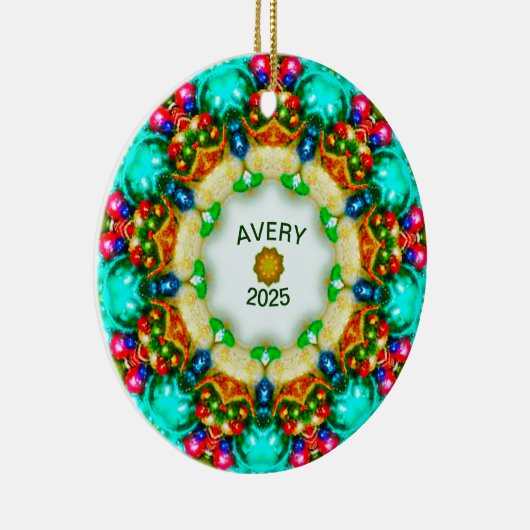 AVERY ~ Persoonlijke fractale kerstDesign ~ Keramisch Ornament (Rechts)