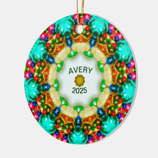 AVERY ~ Persoonlijke fractale kerstDesign ~ Keramisch Ornament (Links)