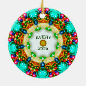 AVERY ~ Persoonlijke fractale kerstDesign ~ Keramisch Ornament (Achterkant)