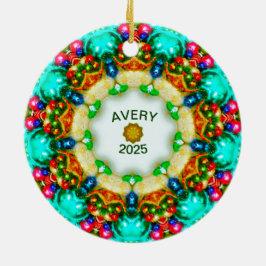 AVERY ~ Persoonlijke fractale kerstDesign ~ Keramisch Ornament