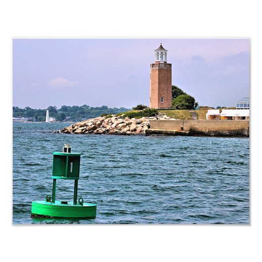 Avery Point Lighthouse, Connecticut Fotoprint Foto Afdruk (Voorkant)