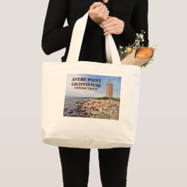 Avery Point Lighthouse, Connecticut Jumbo Canvas t Grote Tote Bag
