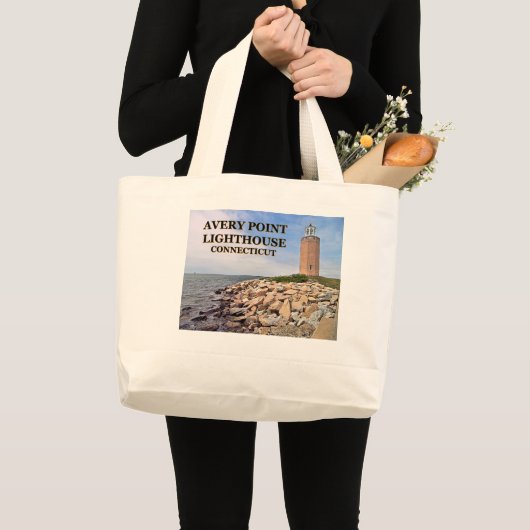 Avery Point Lighthouse, Connecticut Jumbo Canvas t Grote Tote Bag (Voorkant (product))