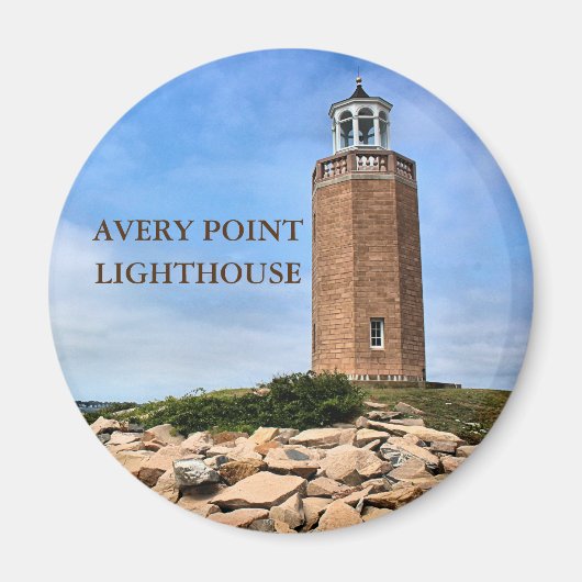 Avery Point Lighthouse, Connecticut Round Magnet (Voorkant)