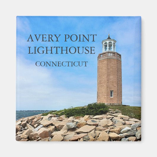 Avery Point Lighthouse, Connecticut Square Magnet (Voorkant)