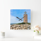 Avery Point Lighthouse, Connecticut Wall Clock Vierkante Klok (Huis)