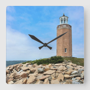Avery Point Lighthouse, Connecticut Wall Clock Vierkante Klok