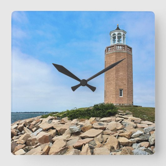 Avery Point Lighthouse, Connecticut Wall Clock Vierkante Klok (Voorkant)
