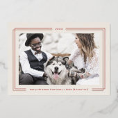 AVERY Rose Goud Folie Rode Koppels Foto Kerstmis Feestdagenkaart (Voorkant)