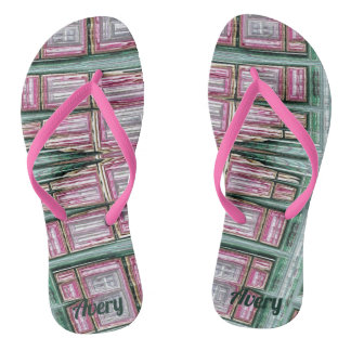 AVERY ~ Roze groen ontwerp ~ Origineel ~ Teenslippers