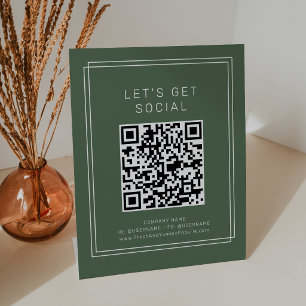 AVERY Rustic Donkergroen Laten we sociaal zijn Reclamebord Met Voetstuk