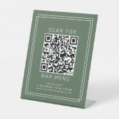 AVERY Rustic Donkergroene Boho Bar Menu QR Code Reclamebord Met Voetstuk (Voorkant)