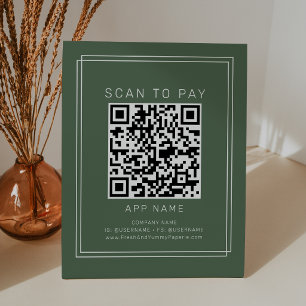 AVERY Rustic Donkergroene Boho Zakelijke Scan Om T Reclamebord Met Voetstuk