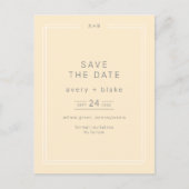 AVERY Simple Neutral Yellow Wedding Bewaar de datu Uitnodiging Briefkaart (Voorkant)