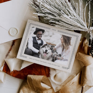 AVERY Vintage Crème Gelijst Foto van Koppels met K Feestdagenkaart