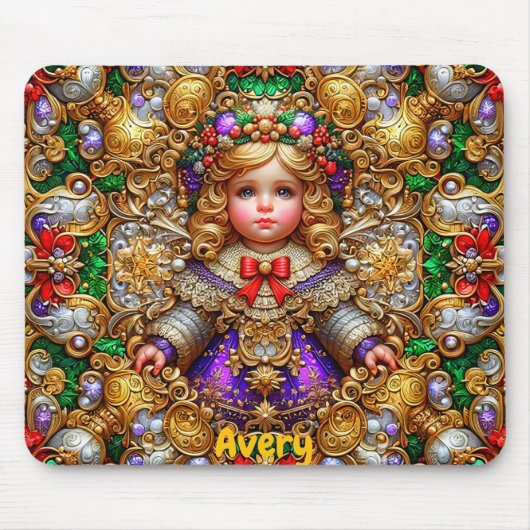 AVERY ~ Vintage kerstpop ~ Mousepad Muismat (Voorkant)