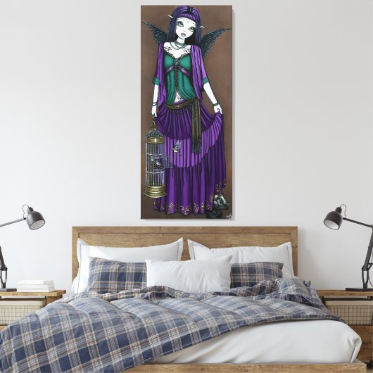 "Avery" Vogelkooi Engel verpakt Canvas Print (Insitu (Slaapkamer))