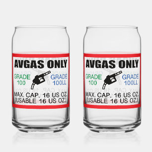 AVGAS / 100LL brandstof alleen Drinkware Set Blikvorm Glas