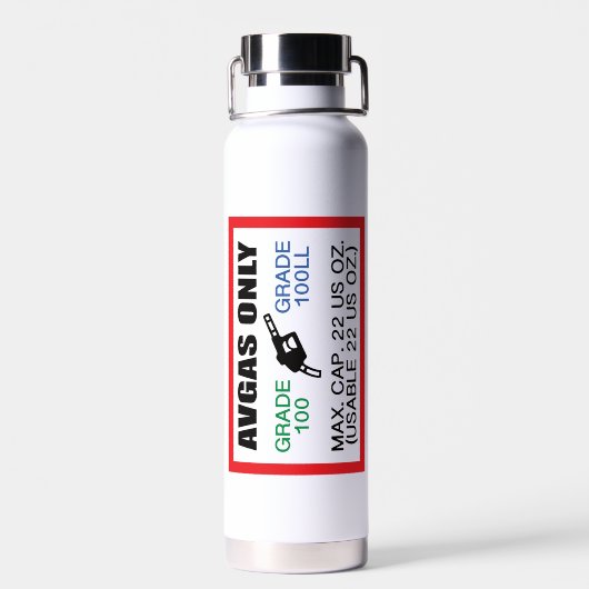 AVGAS / 100LL fuel only Waterfles (Achterkant)