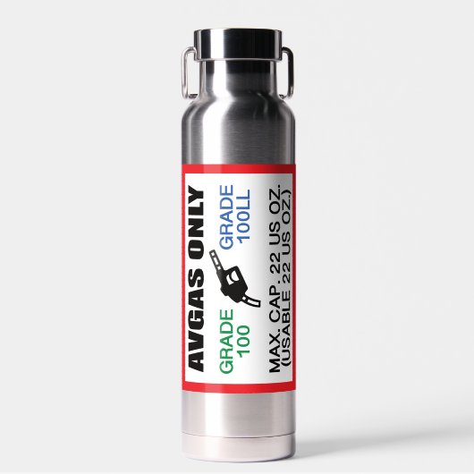 AVGAS / 100LL fuel only Waterfles (Voorkant)