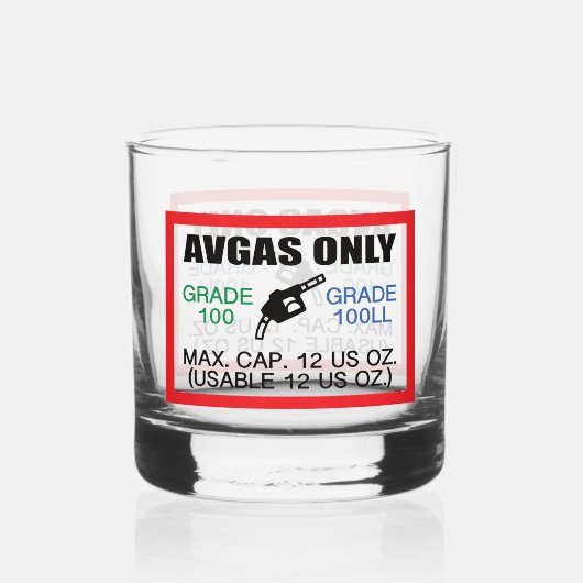 AVGAS / 100LL fuel only Whisky Glas (Achterkant)