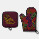 AVIAN ART DECO handschoen/pothouder Ovenwant & Pannenlap Set (Voorkant)