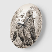 Avian Elegance: zwart-wit roofvogel muur Grote Klok (Hoek)