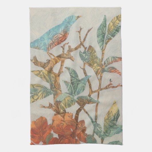 Aviary Collage I Theedoek (Verticaal)