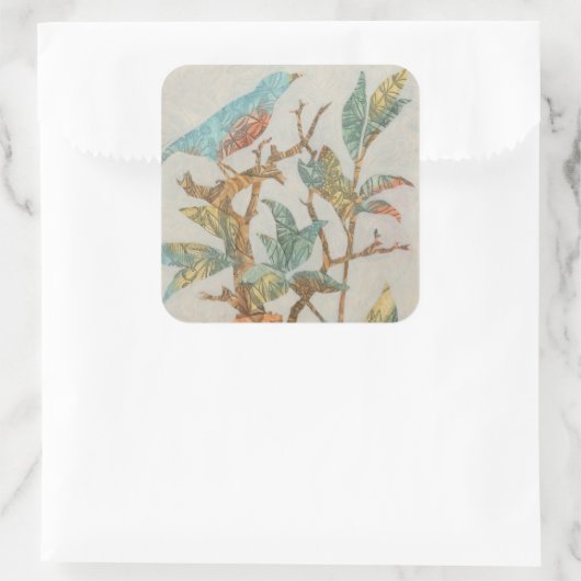 Aviary Collage I Vierkante Sticker (Tas)