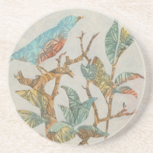 Aviary Collage I Zandsteen Onderzetter