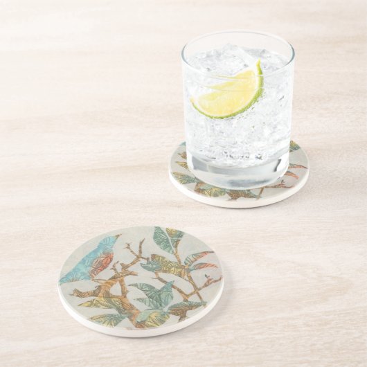 Aviary Collage I Zandsteen Onderzetter (Zijkant)