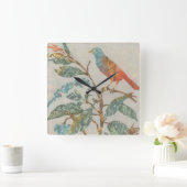 Aviary Collage II Vierkante Klok (Huis)