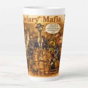 Aviary Mafia Cartoon – Gevederde Mob Familie Humor Latte Mok