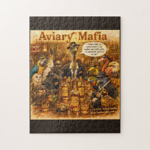 Aviary Mafia Cartoon – Gevederde Mob Familie Humor Legpuzzel
