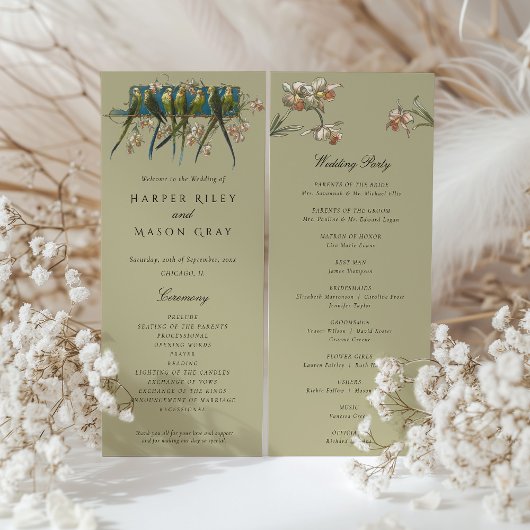 Aviary Wedding Ceremony Program Kaart
