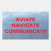 AVIATE, NAVIGATE, COMMUNICATIESCHticker Rechthoekige Sticker (Voorkant)